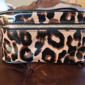 NWT! $95 Diane Von Furstenberg DVF train case bag coated twill leopard cosmetic